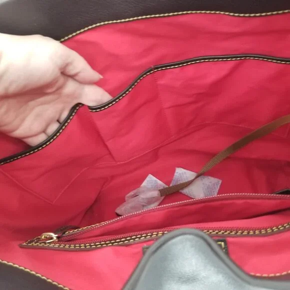 NWT Dooney & Bourke Soft Pebble Brown T'Moro Leather Logo Lock Shoulder Bag - Picture 10 of 14